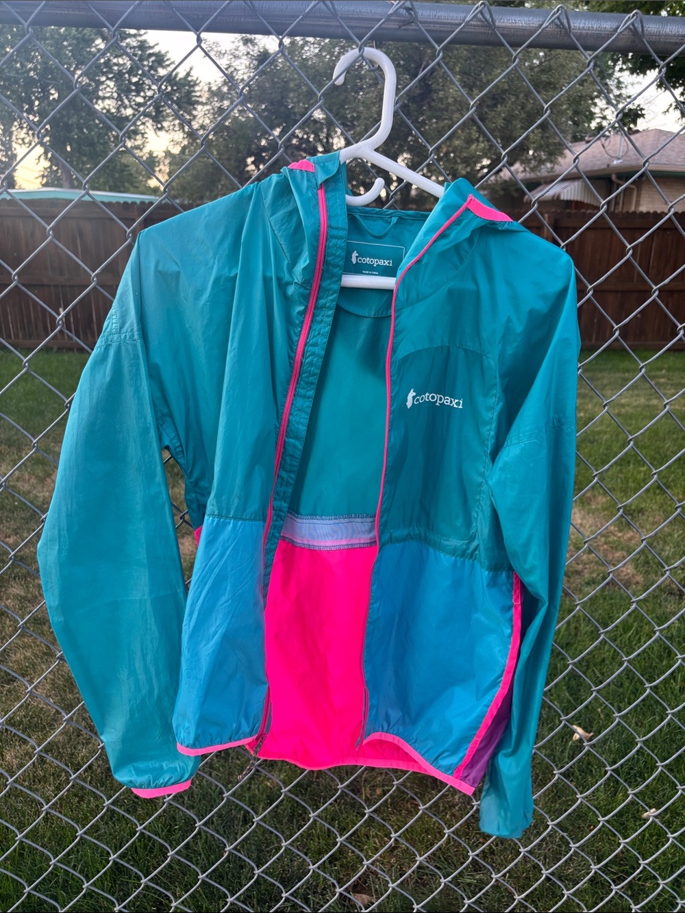 cotopaxi Teal & Hot Pink Kids Rain Jacket